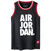 NIKE AIR JORDAN 耐克童装男童篮球背心2023夏季儿童无袖T恤运动球服 正黑色 110/52(4)
