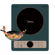 美的（Midea） 电磁炉家用带锅 炒菜火锅磁炉 多功能一体大功率 可定时 电磁炉套装 摩登复古绿 九档火力 爆炒/火锅套装