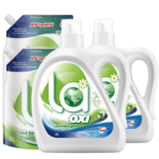 20点开抢:威露士有氧洗衣液18.5斤 除菌除螨（3L瓶+2.25L瓶+2L袋x2）