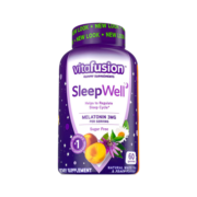 vitafusion美国褪黑素改善睡眠倒时差sleepwell助睡眠失眠退黑色素软糖60粒/瓶