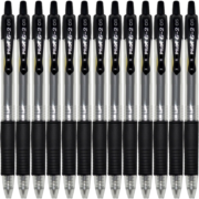 百乐（PILOT）BL-G2-5-B按动中性笔子弹头啫喱笔签字笔 黑色 0.5mm 12支装