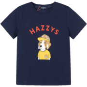 HAZZYS品牌童装哈吉斯男童圆领衫夏季新款中大童卡通纯色短袖T恤 塔塔粉 155cm