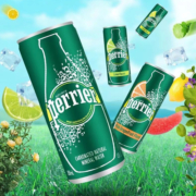 perrier巴黎水充气天然矿泉水250ml*6罐原味充气矿泉水
