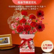 花点时间（Reflower）母亲节礼物实用V送妈妈送老婆康乃馨鲜花送妈妈同城配送 轻奢【送热情开朗妈妈】-红金色系花束 5月10日陆续发货
