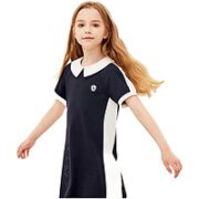 HAZZYS 哈吉斯 女童纯色短袖polo裙
