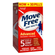 Move Free益节红瓶 维骨力氨糖软骨素钙片氨基葡萄糖成人中老年关节骨维力美国原装进口保健品 【效期25年】加量装红瓶200粒