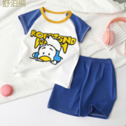 舒泊熊儿童短袖套装夏季新款男童短裤夏季纯棉衣服女童韩版童装薄款 B89 73CM