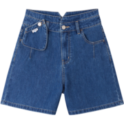 蕉下（beneunder）牛仔短裤夏季运动休闲宽松显瘦阔腿短裤女士裤子 沧月蓝 M
