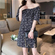 唐狮 女士 开叉碎花清新连衣裙