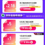 京东 积分超值兑 对1/2.18元等无门槛支付券