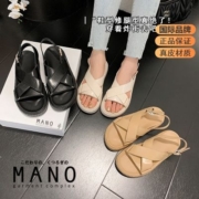 MANO真皮罗马凉拖女夏外穿2023年新款松糕厚底交叉带沙滩露趾凉鞋