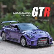 LINENG 砺能玩具 战神GTR 宽体改装版 1:32 合金汽车模型 配底座+站立人偶+合金车牌号定制