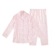 全棉时代 哺乳孕妇装透气吸汗产后喂奶月子服纯棉长款家居纱布套装 粉底蒲公英（纱布套装） 165/88A