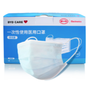 概率券：BYD 比亚迪 一次性医用口罩 50只 蓝色