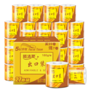 顺清柔顺清柔卫生纸 出口装5层180g*27卷有芯卷纸可冲水（整箱销售）