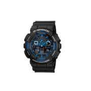 卡西欧（CASIO）【王鹤棣同款】 手表黑金防震防水运动男表学生大表盘情人节礼物 GA-100-1A2 炫酷黑蓝