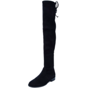 Stuart Weitzman SW 女士麂皮高筒低跟靴黑色 LOWLAND BLACK SUEDE