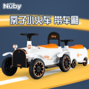Nuby/努比儿童电动车四轮可坐玩具汽车儿童电动车双人大人可坐小孩男女宝宝电瓶车 车头+1节车厢【双驱+早教】