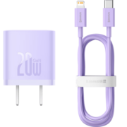 倍思小酷苹果充电器20W氮化镓 iphone14快充套装充电头+PD线 适用13/12ProMax手机Type-C插头iPad紫