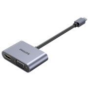 飞利浦(PHILIPS)Mini DP转HDMI/VGA二合一迷你DP转换器4K高清转接头 雷电2苹果笔记本电脑投影仪连接线