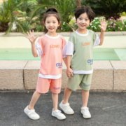 贝可飞儿童T恤短袖套装夏季轻薄透气男女童上衣裤子童装  紫色 120cm