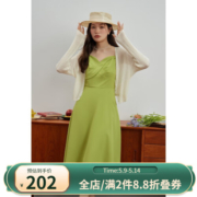 独束大码女装【爱的圆舞曲】系列简约设计感纯欲风夏微胖mm吊带裙 泰坦石绿 XL