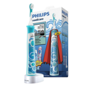 飞利浦（PHILIPS） 儿童电动牙刷 4-6岁12岁宝宝充电式声波震动牙刷2种强度(自带刷头*2) 六一儿童节礼物 HX2432/01 泡泡刷 蓝色