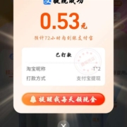 限部分用户：淘宝 摇一摇开福袋 实测中0.53现金+2.99红包