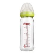 Pigeon 贝亲 经典自然实感系列 宝宝玻璃奶瓶 240ml 绿色 3月+