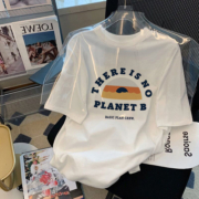 夏季情侣新款韩版短袖T恤女百搭潮流宽松显瘦慵懒风时尚休闲上衣