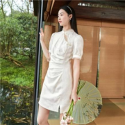 三彩 女盘扣改良旗袍连衣裙