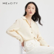 MECITY女装夏季新款廓形宽松车线时尚潮流翻领长袖衬衫