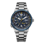 西铁城(CITIZEN)男表 光动能蓝天使蓝盘钢带时尚手表 BJ7006-56L