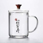 朴原良品 中式木珠盖纯色复古玻璃茶杯 400ml