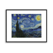 买买艺术 梵高《星月夜》艺术版画  客厅卧室沙发背景墙装饰画 星月夜 画框尺寸50*40cm-金色框