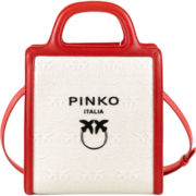 PINKO女包经典印花手提MINI托特包红白色送女友礼物