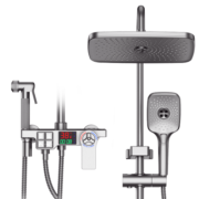 君泉（JunQuan）淋浴花洒套装全套增压恒温数显花洒家用卫浴增压花酒淋雨器套装 新式雅黑·升级钢琴按键恒温数显