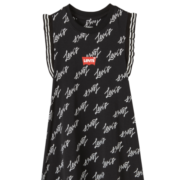 Levi's 李维斯童装男女童短袖连衣裙夏季儿童亲肤舒适满印logo裙子 黑美人 140/64(S)