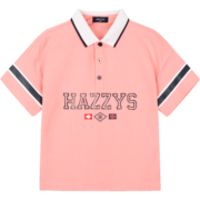 HAZZYS品牌童装男童短袖POLO衫年夏季新品简约透气儿童T恤 塔塔粉 160