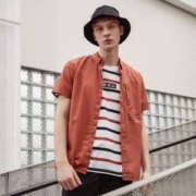 Meters Bonwe 美特斯邦威 男士纯棉休闲个性袋短袖衬衫225483