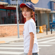 Converse 匡威儿童装男童短袖t恤夏季新款纯棉打底衫小女孩半袖套头上衣 纯白色（宽松版）-中性 150cm/(M)