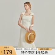 范思蓝恩22FS2010设计感蝴蝶结吊带连衣裙女夏新款收腰气质裙子