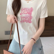 不规则短款方领短袖t恤女夏设计感小众正肩纯欲辣妹鱼骨上衣