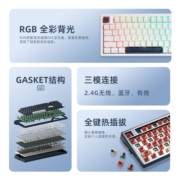 黑峡谷（Hyeku） E2 Pro三模无线机械键盘热插拔蓝牙GASKET结构RGB99键PBT键帽 E4Pro-星光白-99键-黑莓冰淇淋轴