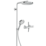 汉斯格雅（Hansgrohe） 恒温花洒双沄雨淋浴花洒套装240mm超大圆形顶喷飞雨挂墙式淋浴柱 27633007 沄雨恒温顶喷+沄雨手持