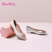 KissKitty【清货】春夏季饰扣粗跟低跟尖头通勤鞋时装鞋女单鞋