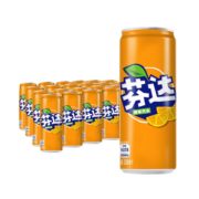 可口可乐（Coca-Cola） 芬达Fanta橙味汽水 碳酸饮料 整箱装 摩登罐330ml*24罐