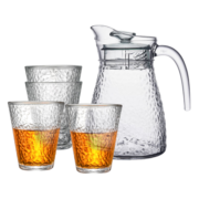 乐唯诗（NERVISHI） 锤纹玻璃杯家用牛奶杯果汁杯高颜值水杯简约茶杯饮料杯子 锤纹玻璃杯【1壶4杯】