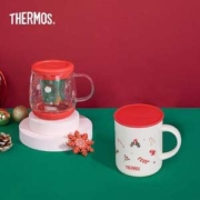 THERMOS 膳魔师 小红帽系列 便携吸管保温杯+玻璃泡茶杯组合 340ml+430ml