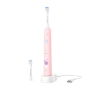 飞利浦（PHILIPS）儿童电动牙刷男/女智能声波震动/轻柔清洁/温和护龈2档模式自带2支刷头儿童礼物 粉HX2432/02